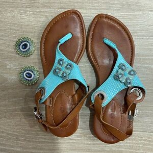 Lindsay Phillips Stylish Brown and Blue Sandals